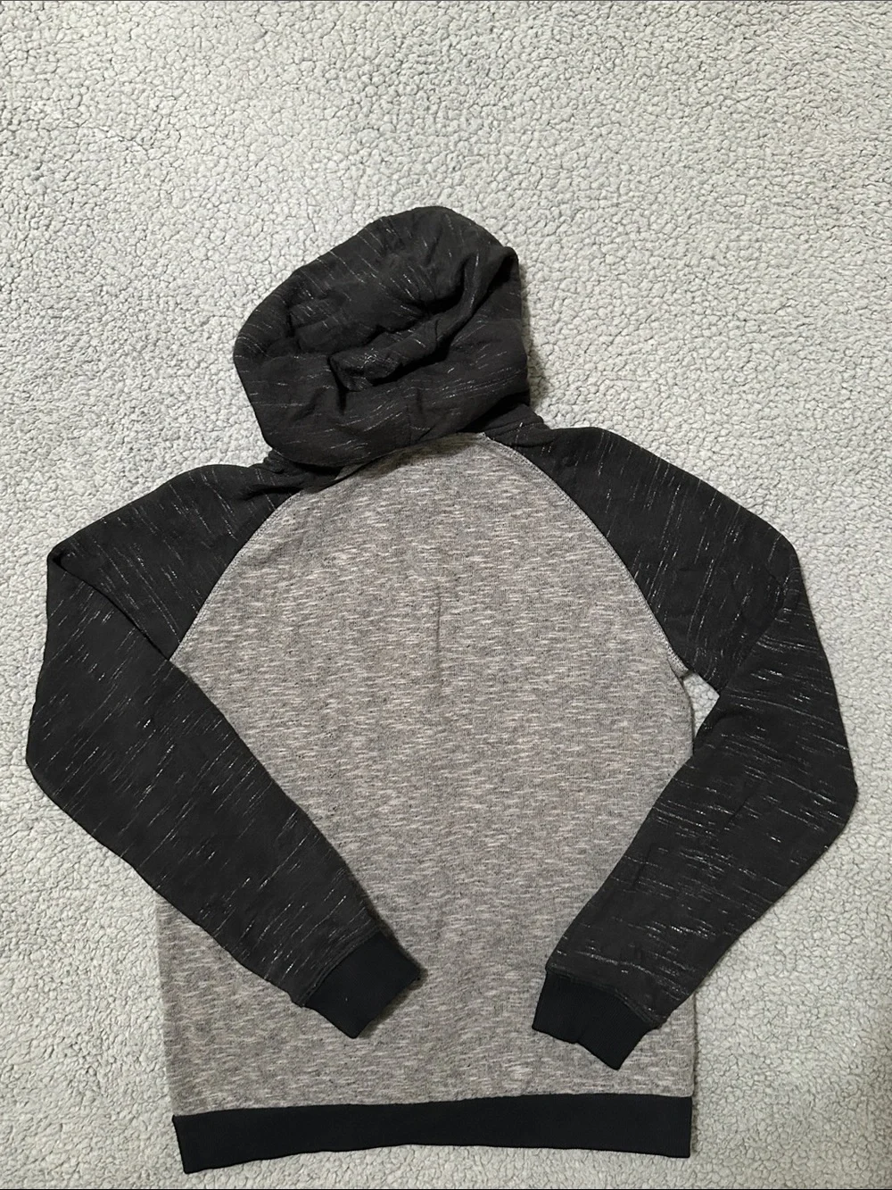 True Craft Boys Gray Black Full Zip Hoodie Jacket Size M 10/12 Colorblock